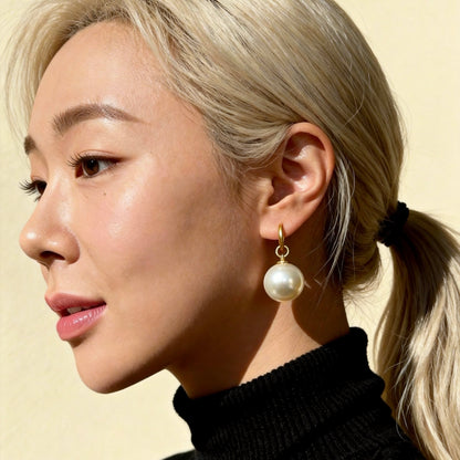 Matte Gold Pearl Drop Earrings