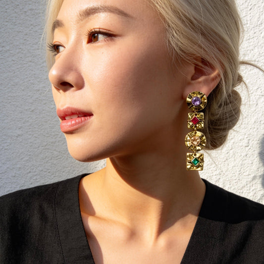 Vintage Multicolor Gem Drop Earrings