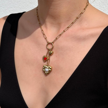 Gold Multi Heart Charm Necklace