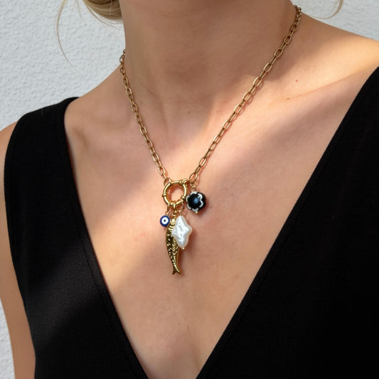 Symbolic Fish Charm Necklace