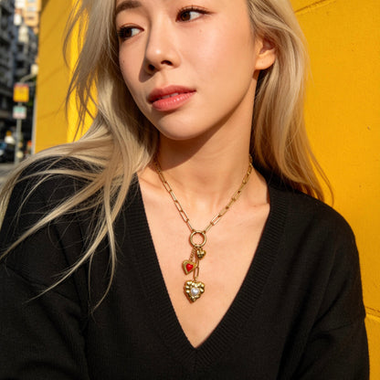 Gold Multi Heart Charm Necklace