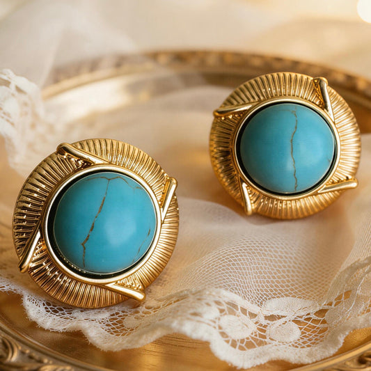 Turquoise Round Stud Earrings