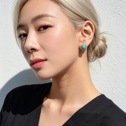Turquoise Small Round Stud Earrings