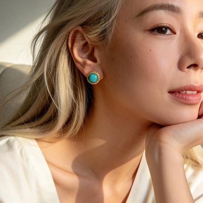 Turquoise Small Round Stud Earrings