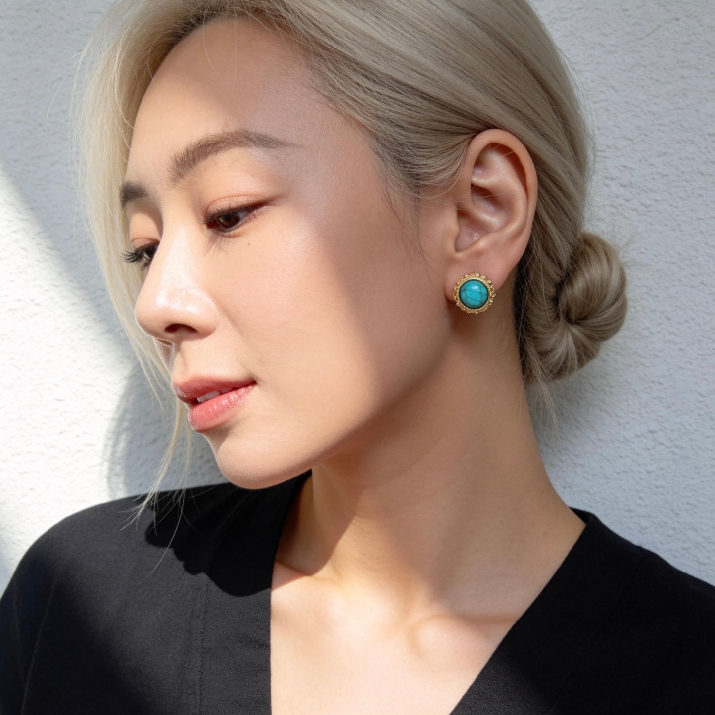 Turquoise Small Round Stud Earrings