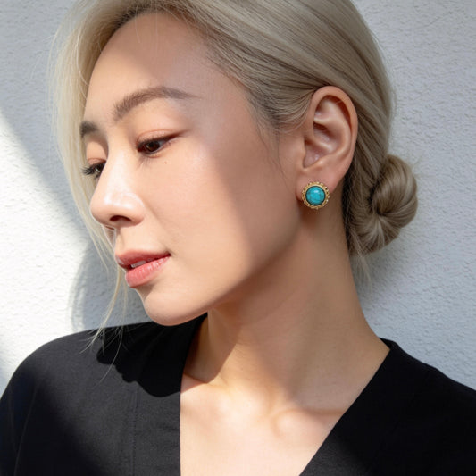 Turquoise Small Round Stud Earrings
