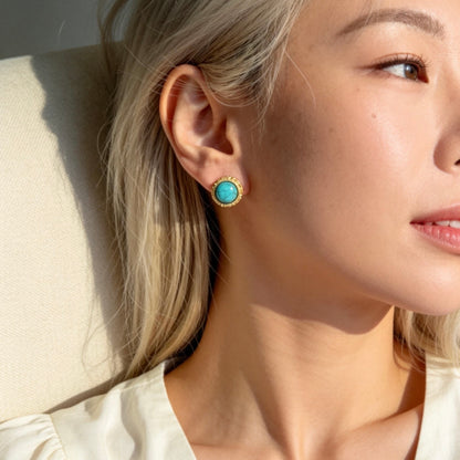 Turquoise Small Round Stud Earrings