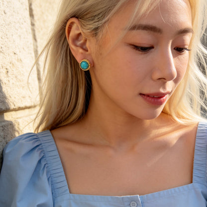 Turquoise Small Round Stud Earrings
