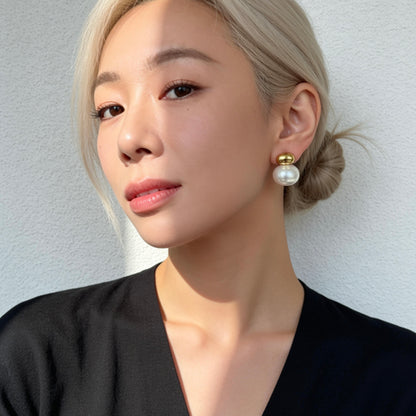 Gold Pearl Stud Earrings