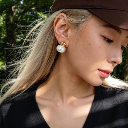 Gold Pearl Stud Earrings