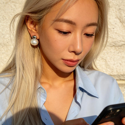 Silver Pearl Stud Earrings