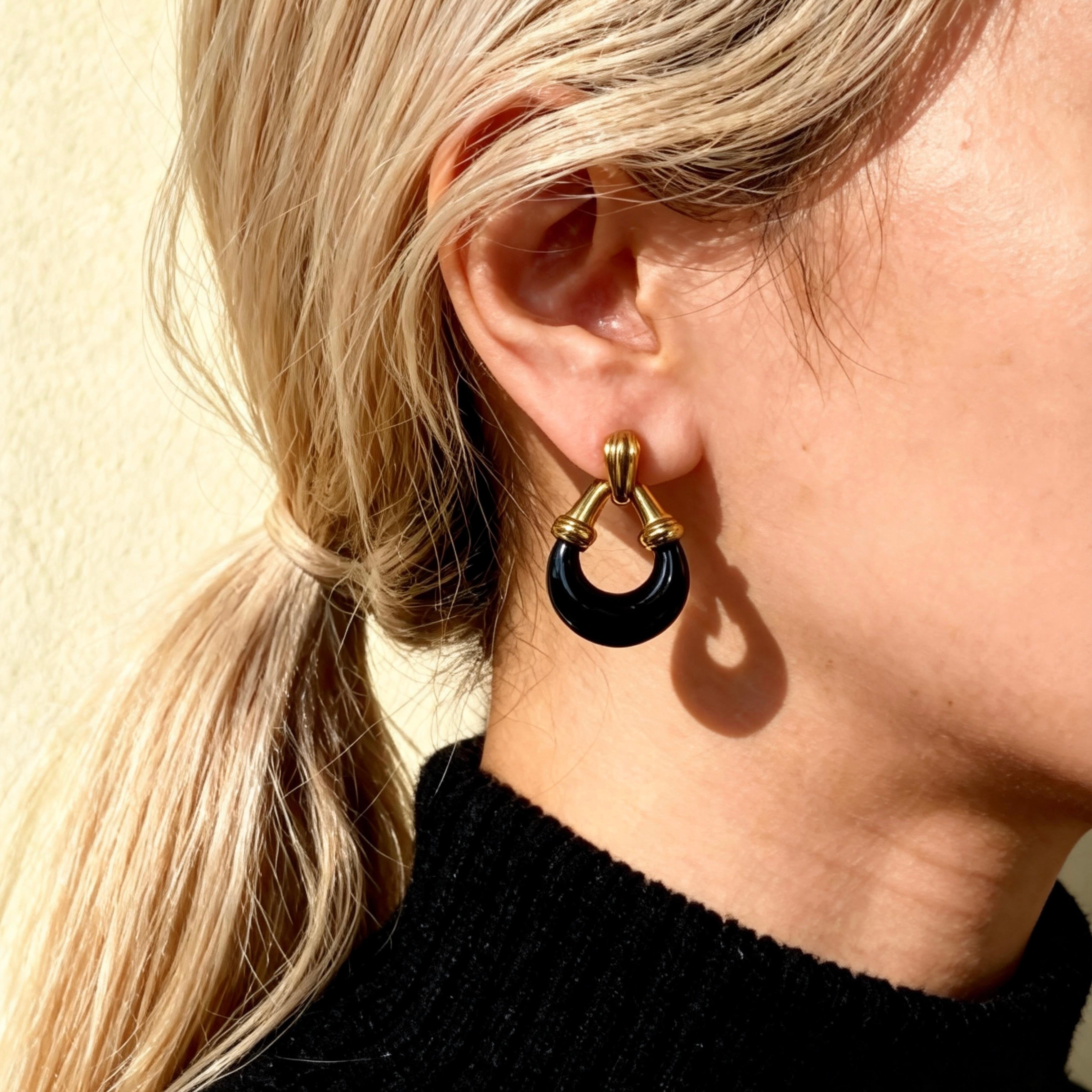 Black Gold Hoop Earrings
