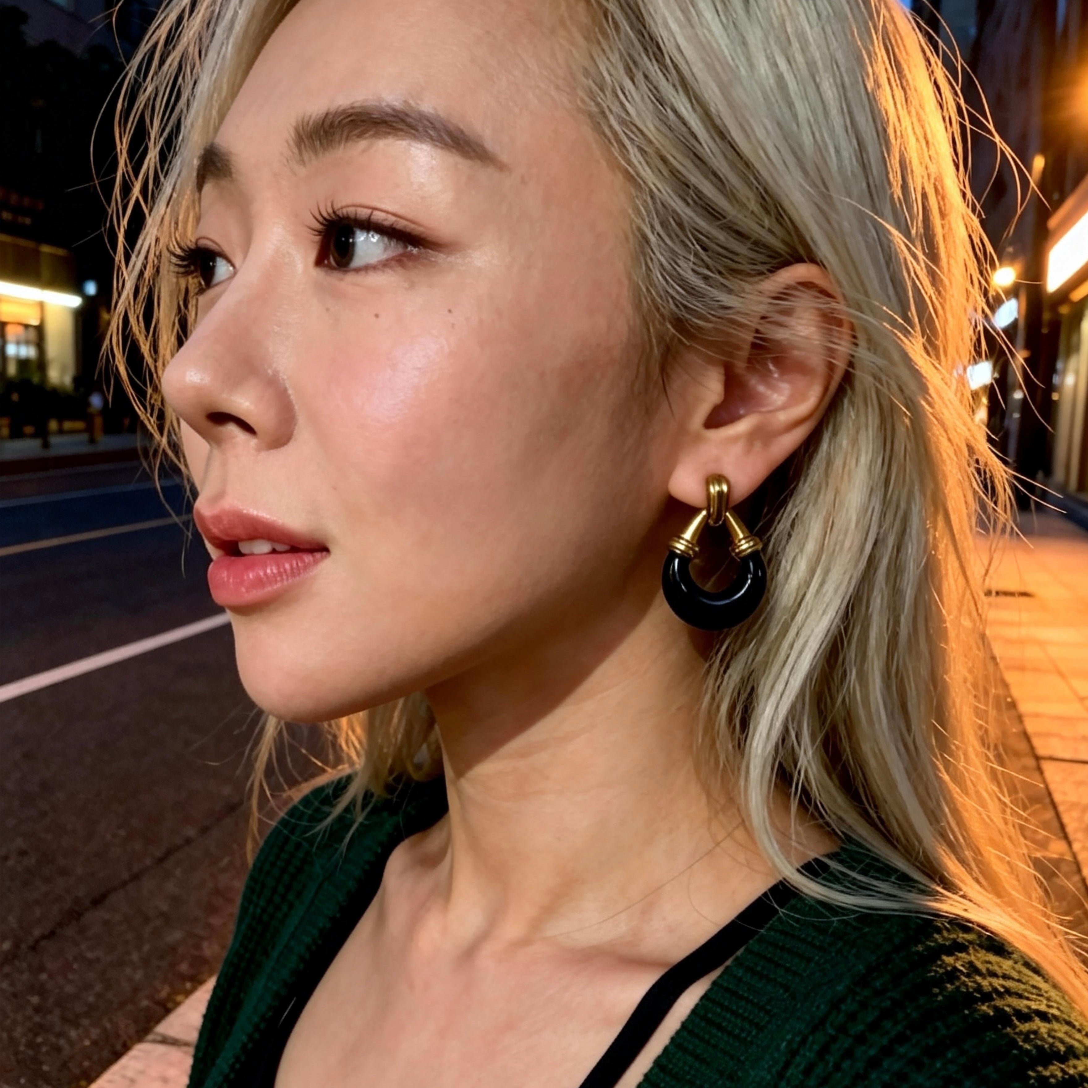 Black Gold Hoop Earrings