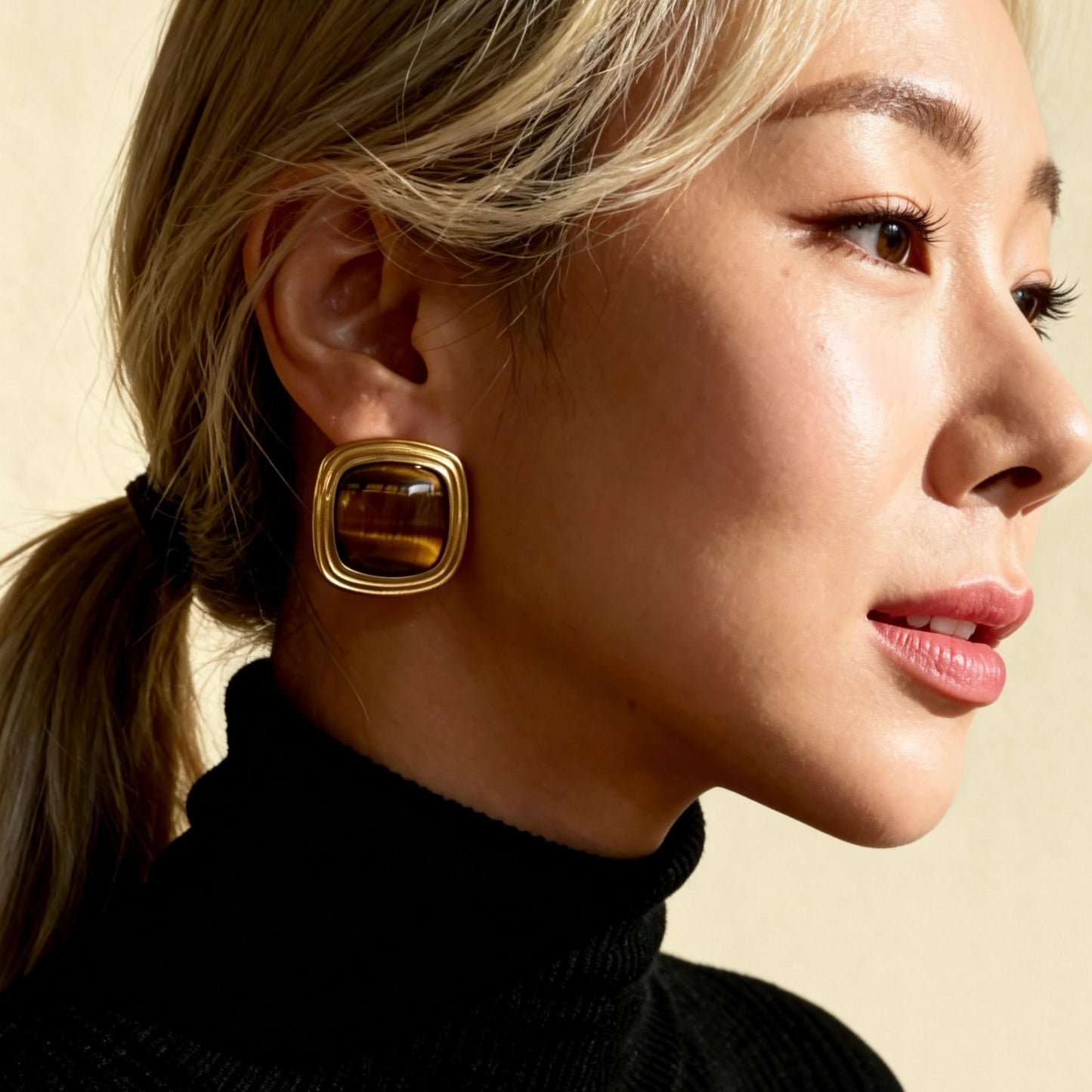 Gold Tiger Eye Studs