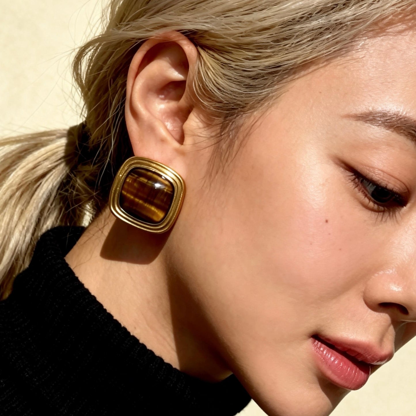 Gold Tiger Eye Studs