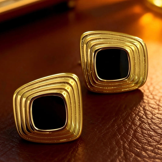 Layered Black Gold Studs