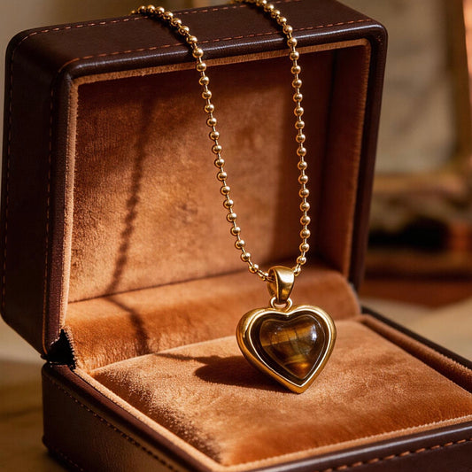 Tiger Eye Heart Pendant Necklace