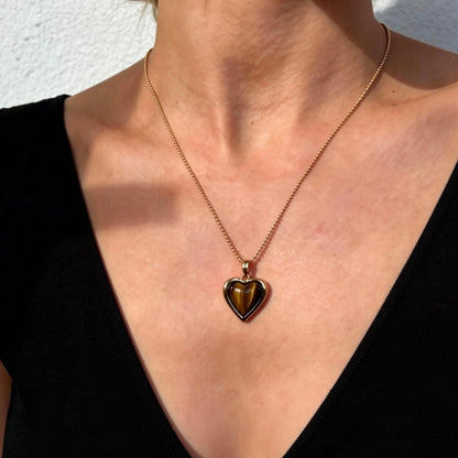 Tiger Eye Heart Pendant Necklace