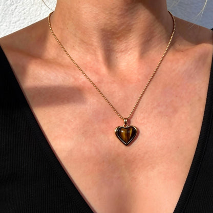 Tiger Eye Heart Pendant Necklace