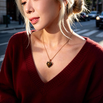 Tiger Eye Heart Pendant Necklace