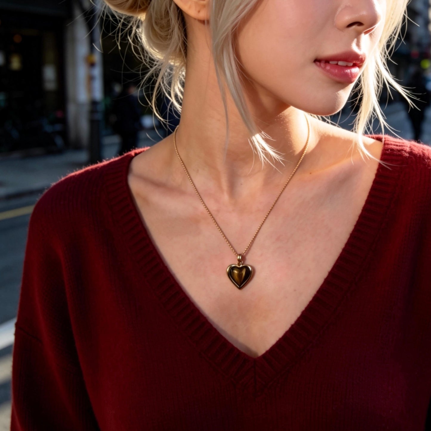 Tiger Eye Heart Pendant Necklace