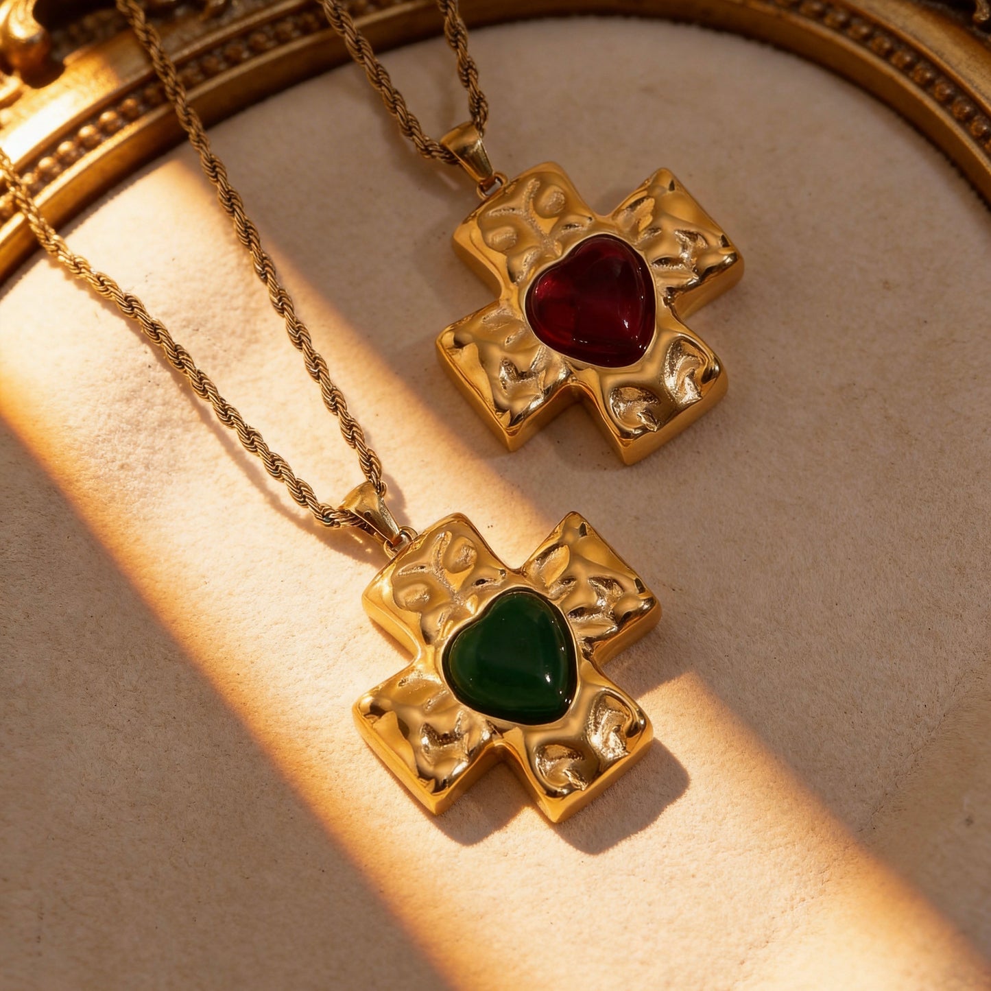 Vintage Heart Cross Pendant Necklace