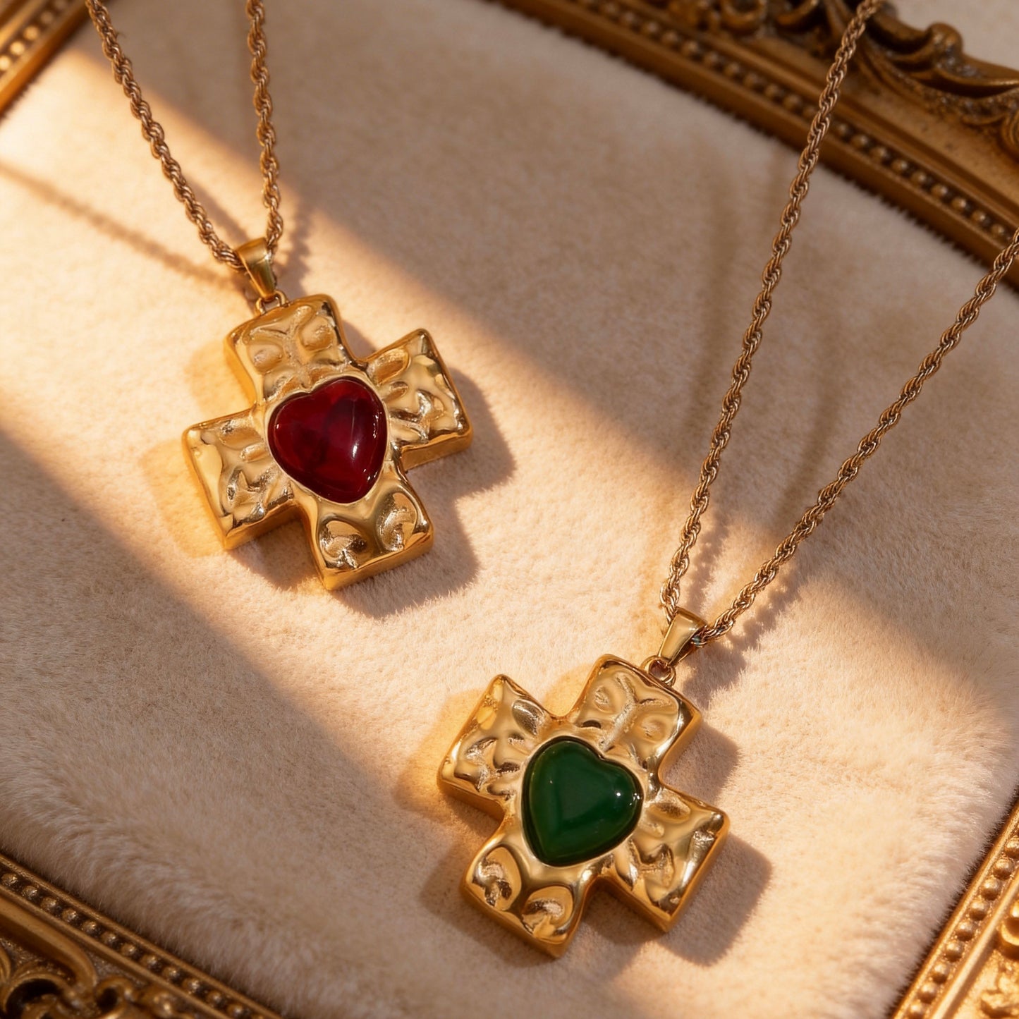 Vintage Heart Cross Pendant Necklace