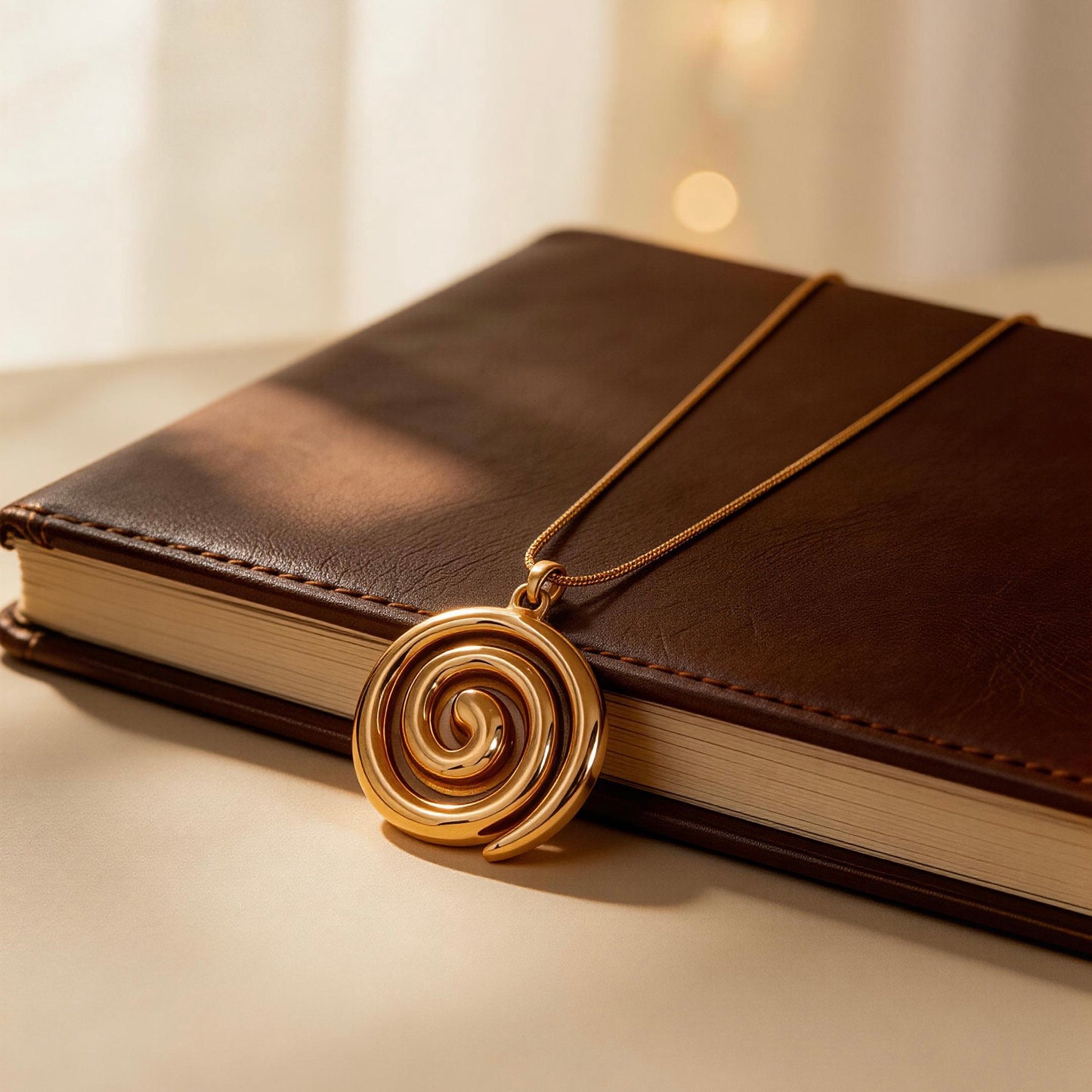 Gold Spiral Pendant Necklace