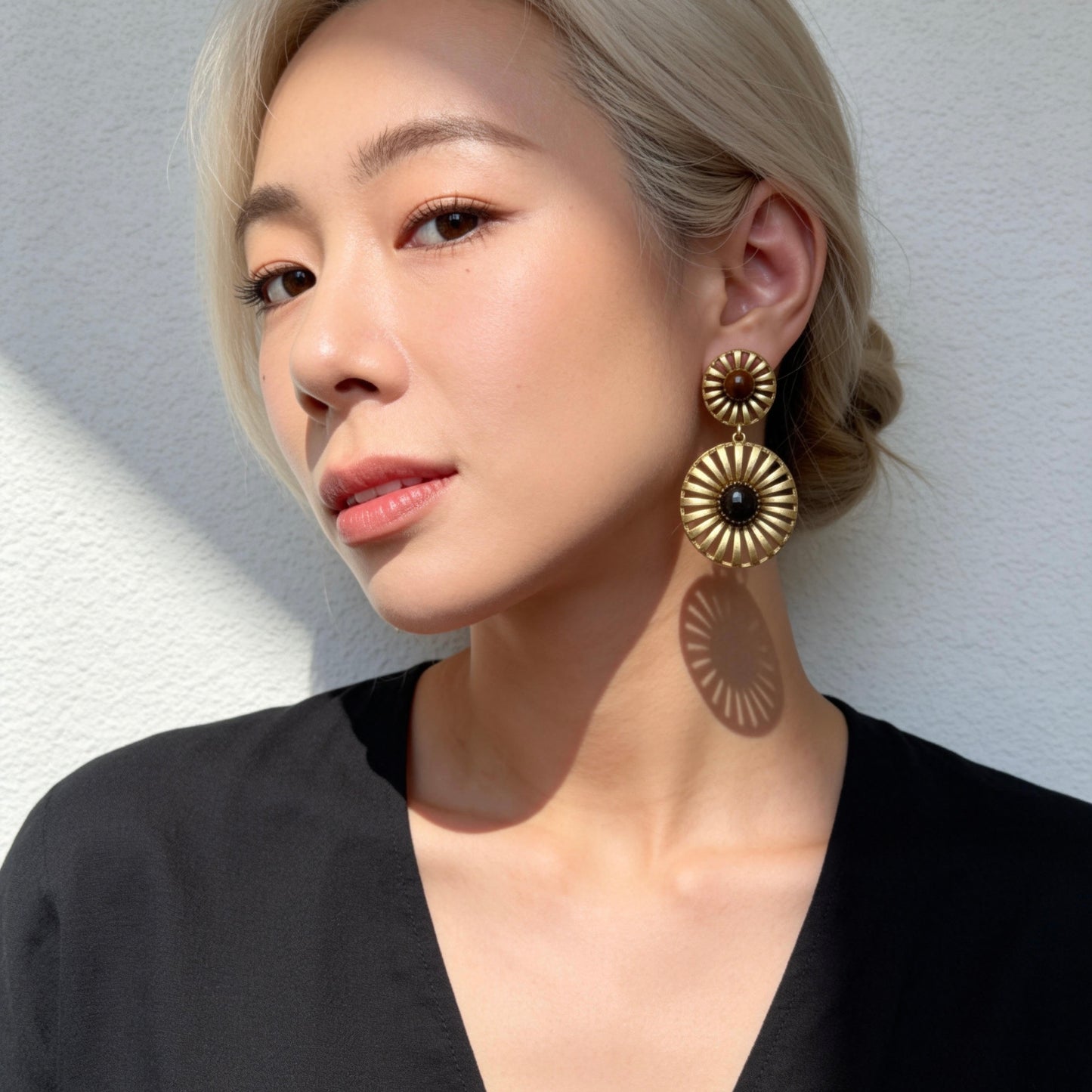 Tiger Eye Sunburst Drop Earrings