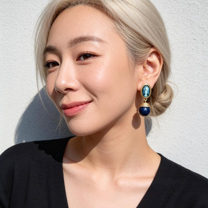 Vintage Lapis Lazuli Drop Earrings