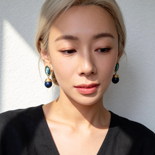 Vintage Lapis Lazuli Drop Earrings