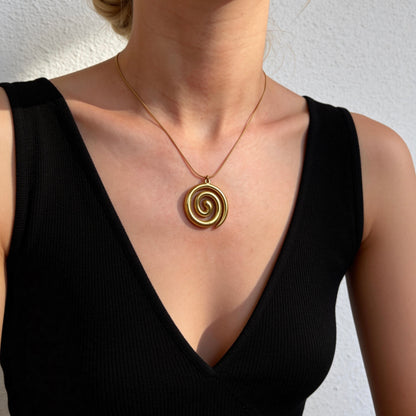Gold Spiral Pendant Necklace