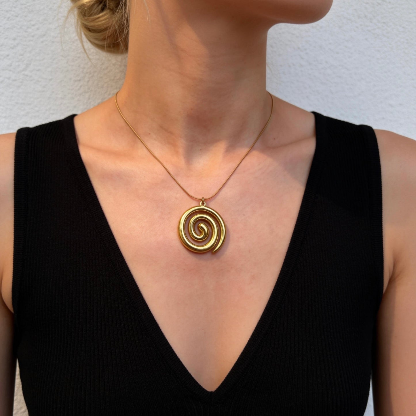 Gold Spiral Pendant Necklace