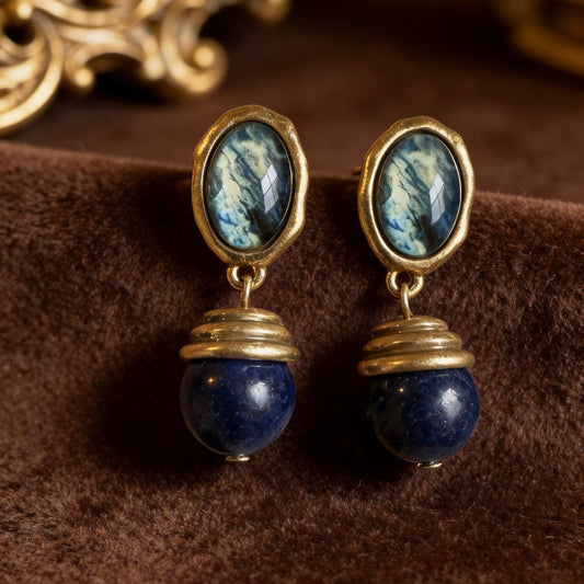 Vintage Lapis Lazuli Drop Earrings