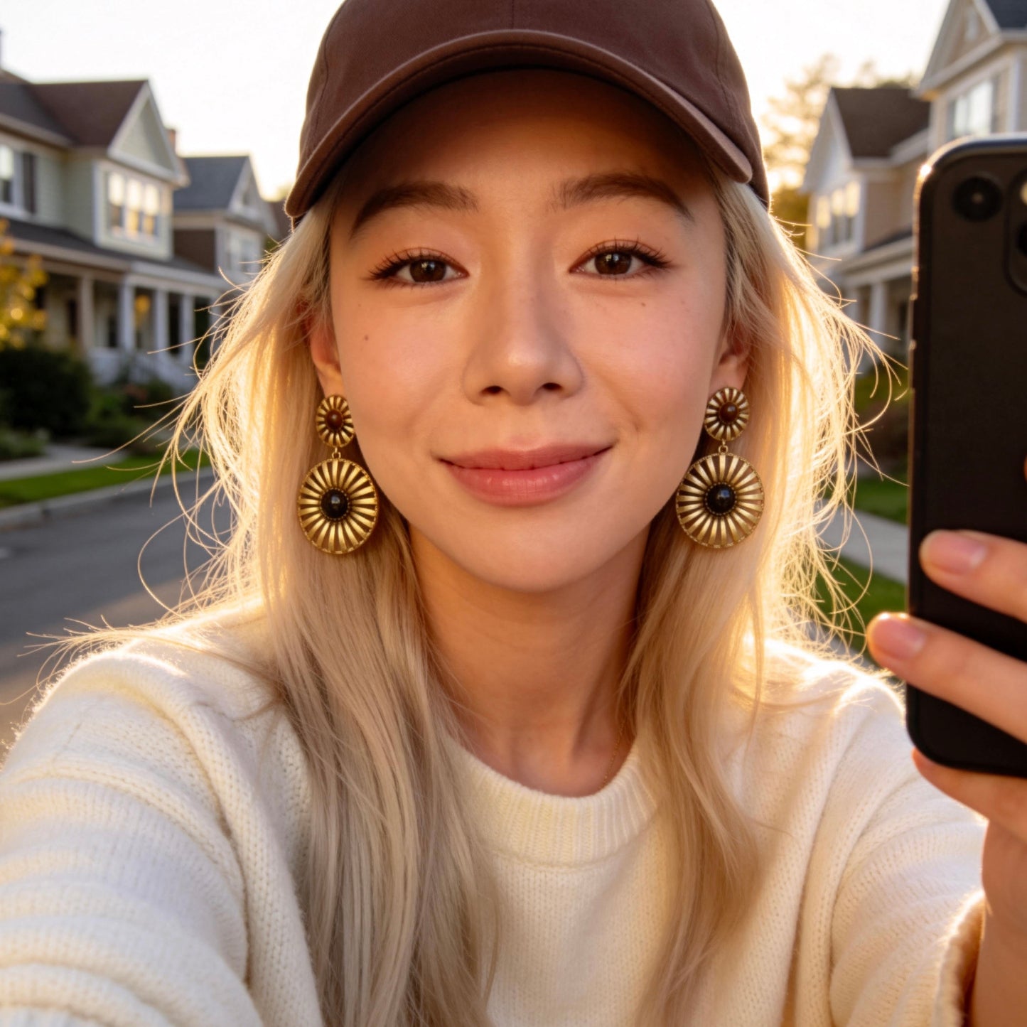 Tiger Eye Sunburst Drop Earrings