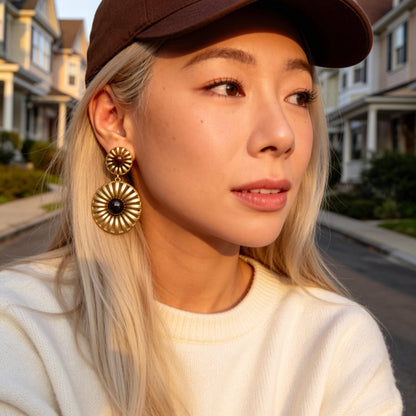 Tiger Eye Sunburst Drop Earrings
