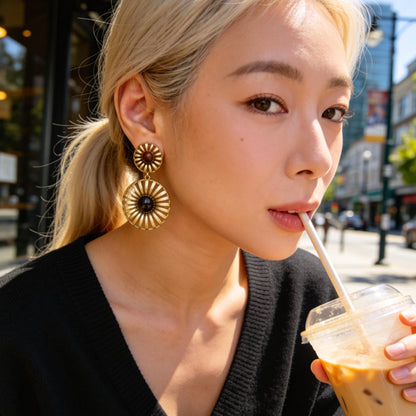 Tiger Eye Sunburst Drop Earrings