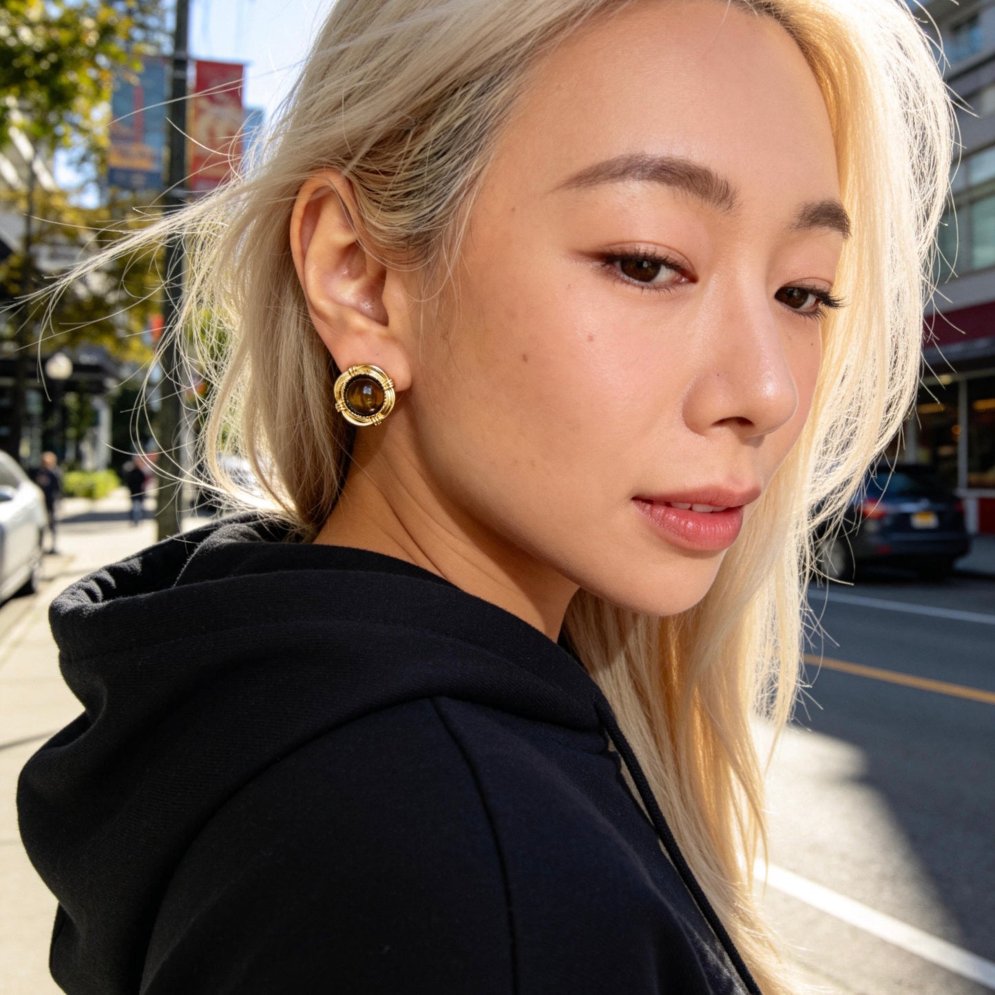 Tiger Eye Stud Earrings