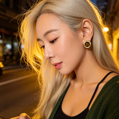 Tiger Eye Stud Earrings