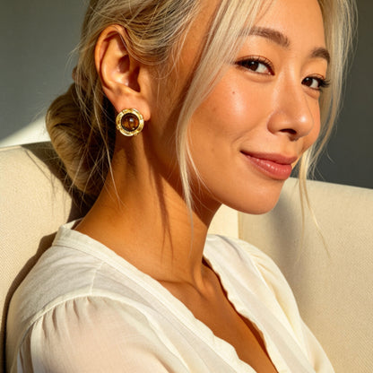 Tiger Eye Stud Earrings