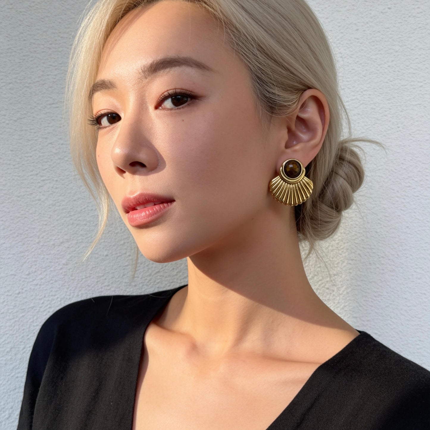 Tiger Eye Fan Earrings