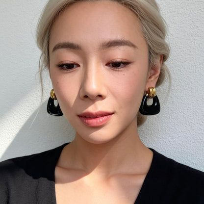 Vintage Black Onyx Statement Earrings