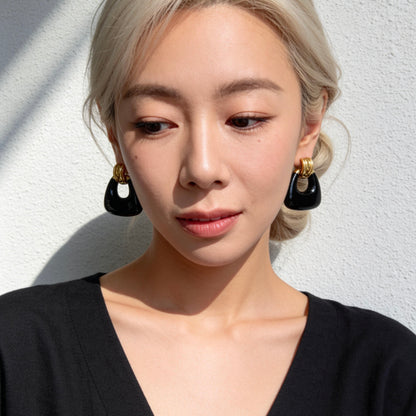 Vintage Black Onyx Statement Earrings