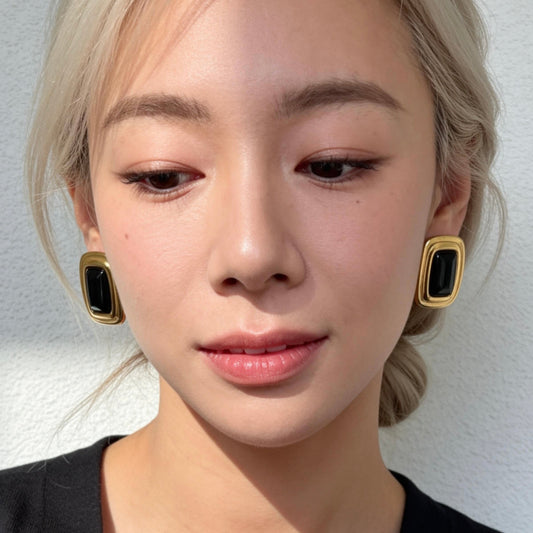 Vintage Black Onyx Stud Earrings