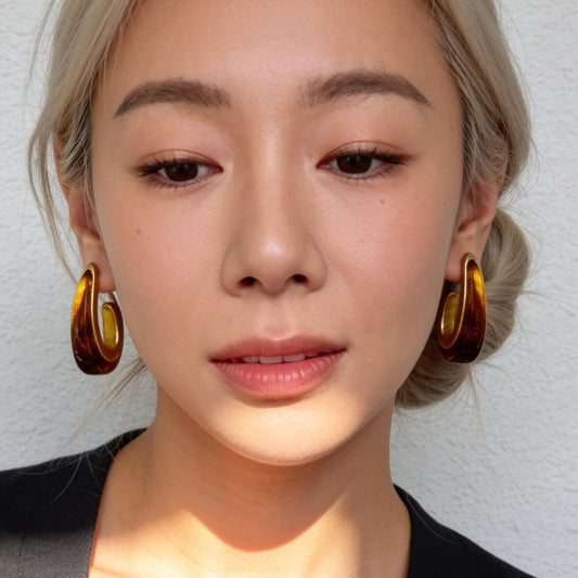Amber Resin Chunky Earrings