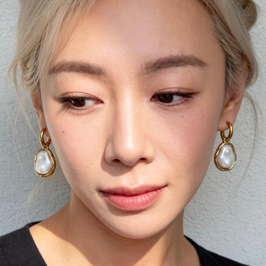 Baroque Pearl Hoop Earrings