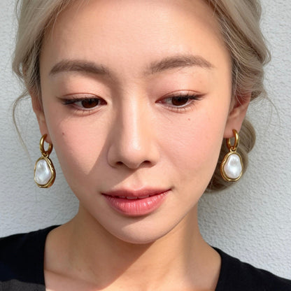 Baroque Pearl Hoop Earrings