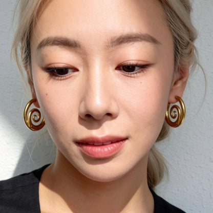 Gold Swirl Hoop Earrings