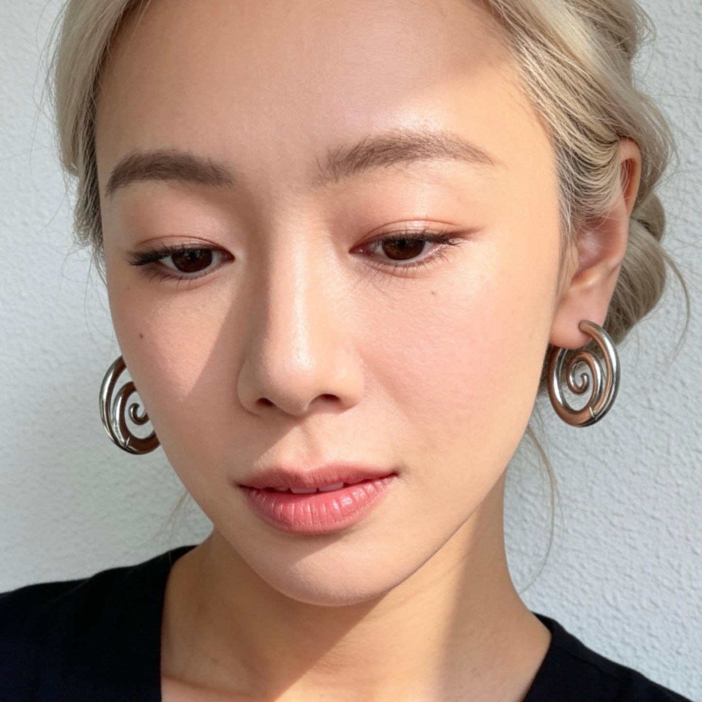 Silver Swirl Hoop Earrings