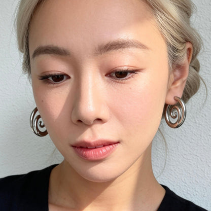 Silver Swirl Hoop Earrings